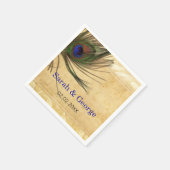 クジャク素朴フェザーパーソナライズされたナプキン スタンダードカクテルナプキン (角)