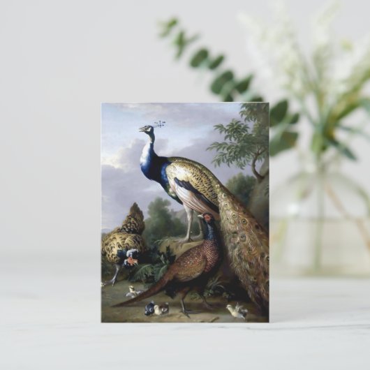 クジャク絵画鳥の家 ポストカード (スタンド正面)