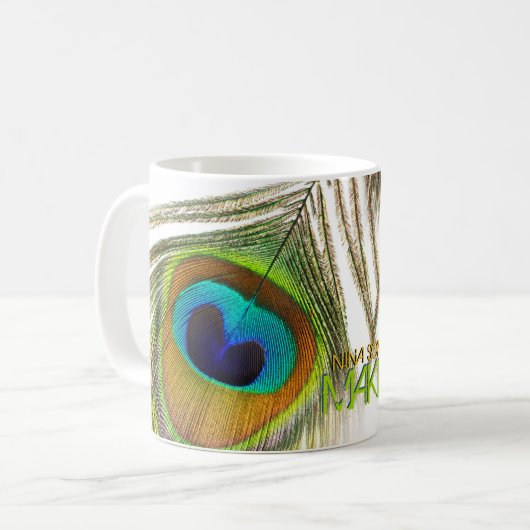 クジャク羽のメイクアップアーティスト コーヒーマグカップ (正面左)