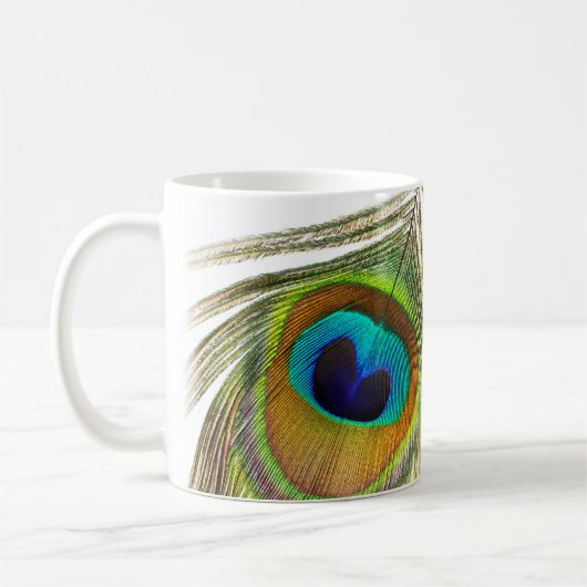クジャク羽のメイクアップアーティスト コーヒーマグカップ (左)