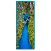 クジャク青い頭と尾カラフル羽 ワインギフトバッグ (正面)