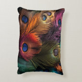 クジャク鮮やかの尻尾のショーケース アクセントクッション (裏面(縦))