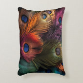 クジャク鮮やかの尻尾のショーケース アクセントクッション (正面(垂直))