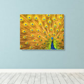 クジャク、シルバー滝、カウアイ、ハワイ キャンバスプリント (インサイチュ (ウッドフロア))