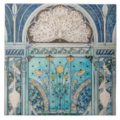 クジャク、ツル、ひまわり タイル (正面)