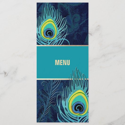 クジャックフェザーNavy Blue結婚のメニューカード メニュー (正面)