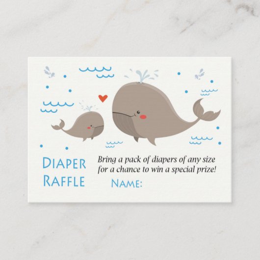 クジラおむつラッフルチケット プレイスカード (正面)