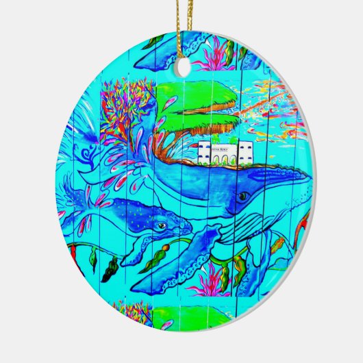 クジラおよびイルカのオーナメント セラミックオーナメント (左)
