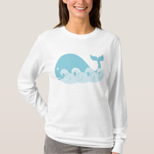 クジラおよび波 Tシャツ