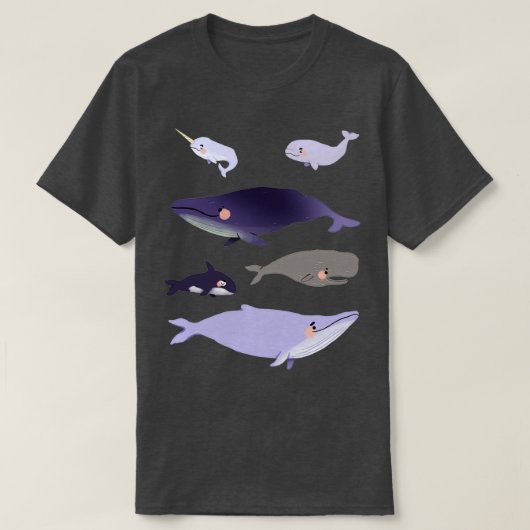 クジラかわいい紫とピンクの動物イラストレーションPa Tシャツ (デザイン正面)