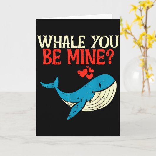 クジラがあなたを私のものに Funny Orca バレンタインデーパンくず メンズ カード (黄色い花)