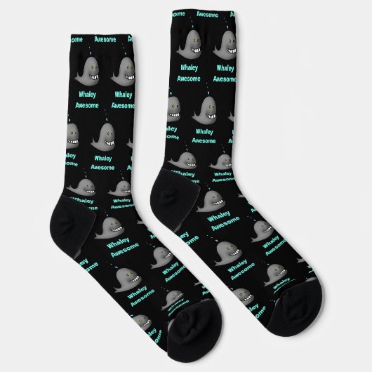 クジラが凄い!おもしろいクジラのパンデザイン ソックス (右)