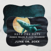 クジラが月へ飛ぶ ウェディング Save the Date 招待状 (正面/裏面)