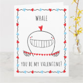 クジラが私のバレンタイン Funny Valentine's Day カード (黄色い花)