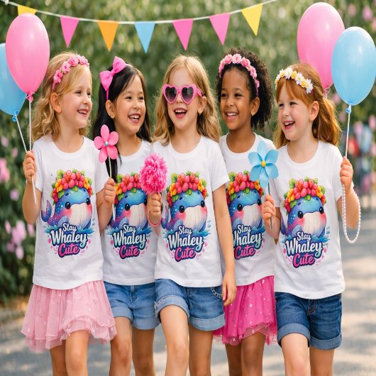 クジラでステイキュートな女の子のTシャツ ベビーTシャツ