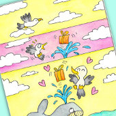 クジラとカモメのハッピーバースデーグリーティングカード シーズンカード