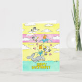 クジラとカモメのハッピーバースデーグリーティングカード シーズンカード (正面)