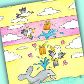 クジラとカモメのハッピーバースデー ポストカード