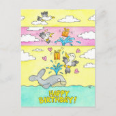 クジラとカモメの誕生日ポストカード ポストカード (正面)