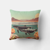 クジラとサンゴ礁のシュールな海景 クッション (裏面)