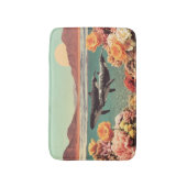 クジラとサンゴ礁のシュールな海景 バスマット (正面縦)