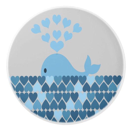 クジラとハート セラミックノブ (正面)