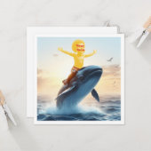 クジラと一緒に泳ごう! , クジラのグリーティングカード カード (正面/裏面インサイチュ)