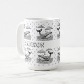 クジラと星のパターンの子供の色パーソナライズされた付け コーヒーマグカップ (正面左)