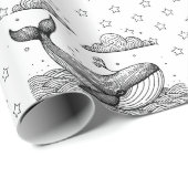 クジラと星のパターンの子供の色パーソナライズされた付け ラッピングペーパー (ロールコーナー)