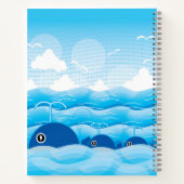 クジラと波海青パーソナライズされた ノートブック (裏面)