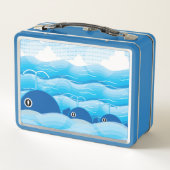 クジラと波海青パーソナライズされた メタルランチボックス (裏面)