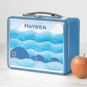 クジラと波海青パーソナライズされた メタルランチボックス (インサイチュ)