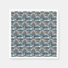 クジラと船 スタンダードカクテルナプキン