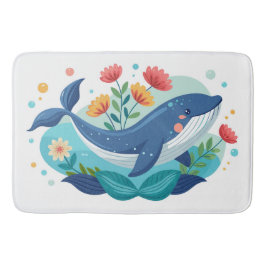 クジラと花のマット バスマット