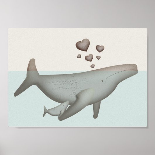 クジラと赤ちゃんの壁画 ポスター (正面)