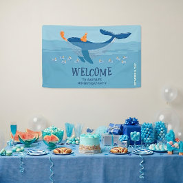 クジラと過ごす時間 - 子供の誕生日ようこそバナー 横断幕