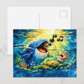 クジラと魚のデュエット ポストカード (正面/裏面)