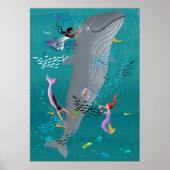 クジラに侍ってオースを掃除する人魚 ポスター (正面)