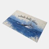 クジラのこんにちはそこにおもしろいでかわいく航海のな水彩画 ドアマット (アングル)