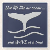 クジラのしっぽ（図付き） ガラスコースター (正面)