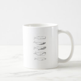 クジラのイラストレーション(線画) コーヒーマグカップ
