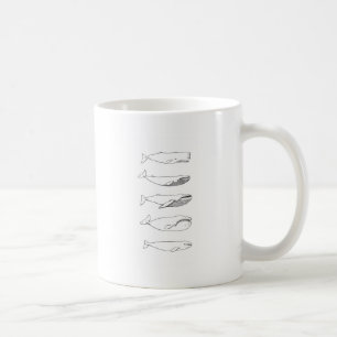 クジラのイラストレーション(線画) コーヒーマグカップ