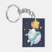 クジラのキーチェーンに乗るバニー キーホルダー (正面左)