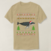 クジラのクリスマス醜いシャツサンタハットホーおもしろいラーL Tシャツ (デザイン正面)