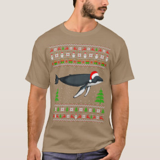 クジラのクリスマス醜いシャツサンタハットホーおもしろいラーL Tシャツ