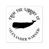 クジラのシルエット 海洋テーマ 図書館 本の名前 セルフインキングスタンプ (デザイン)