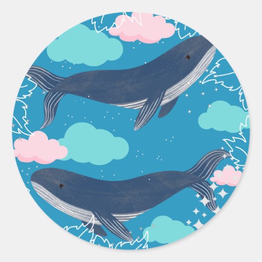 クジラのシールを丸める ラウンドシール (正面)