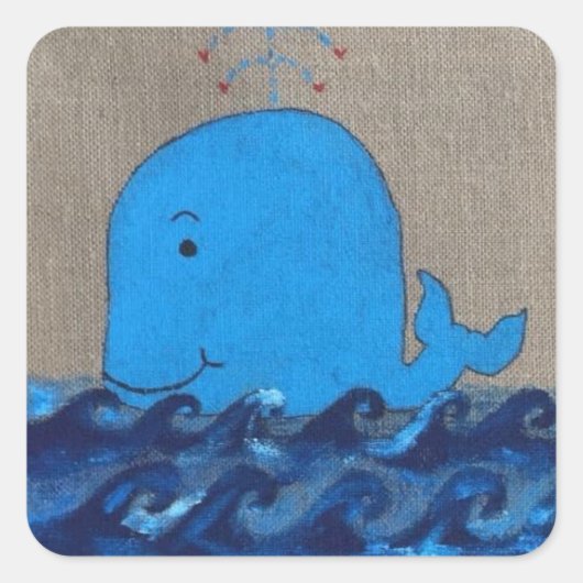 クジラのステッカー スクエアシール (正面)