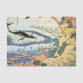 クジラのティッシュペーパーが付いている日本人のプリント 薄葉紙