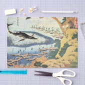 クジラのティッシュペーパーが付いている日本人のプリント 薄葉紙 (クラフト)